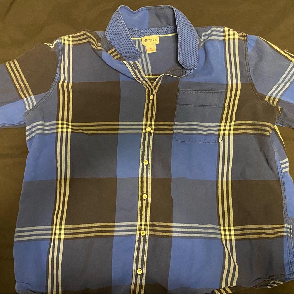 Stylus Blue Plaid Button up Shirt